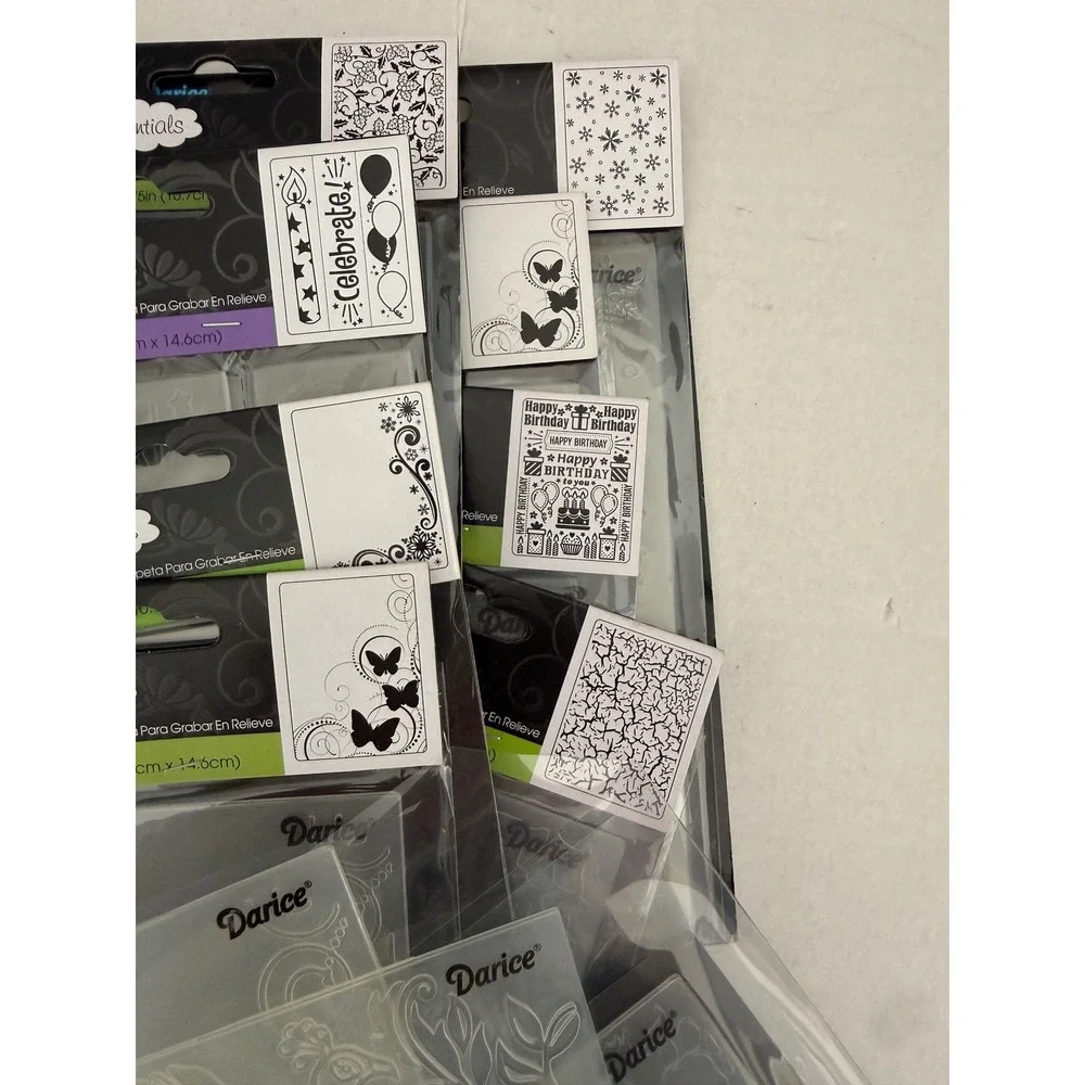 Darice Embossing Essentials Folders Lot Snowflakes Butterflies Birthday 12pc